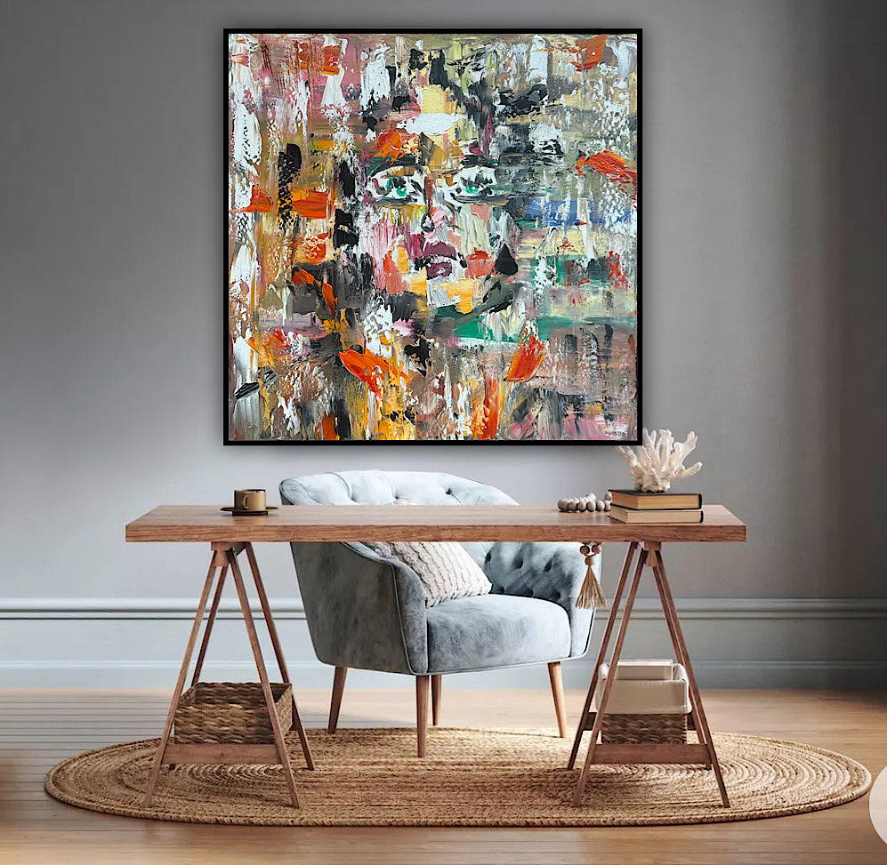Oka Contemporary Abstract Original Oil Painting On Canvas 80x80cm Woman’s Dreams textured