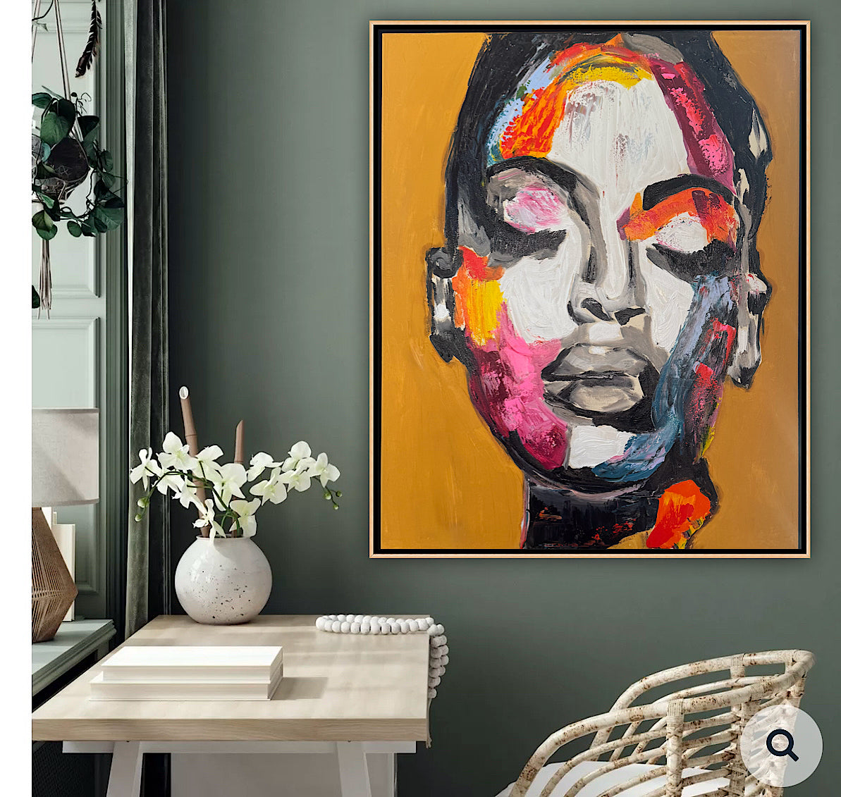 Framed in solid oak frame Original Abstract Oil Painting On Canvas 75x60cm ‘The strong woman’ Oka portrait