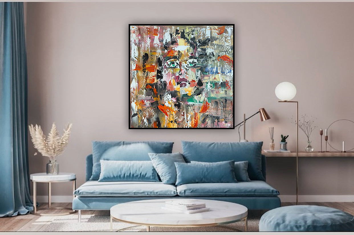 Oka Contemporary Abstract Original Oil Painting On Canvas 80x80cm Woman’s Dreams textured