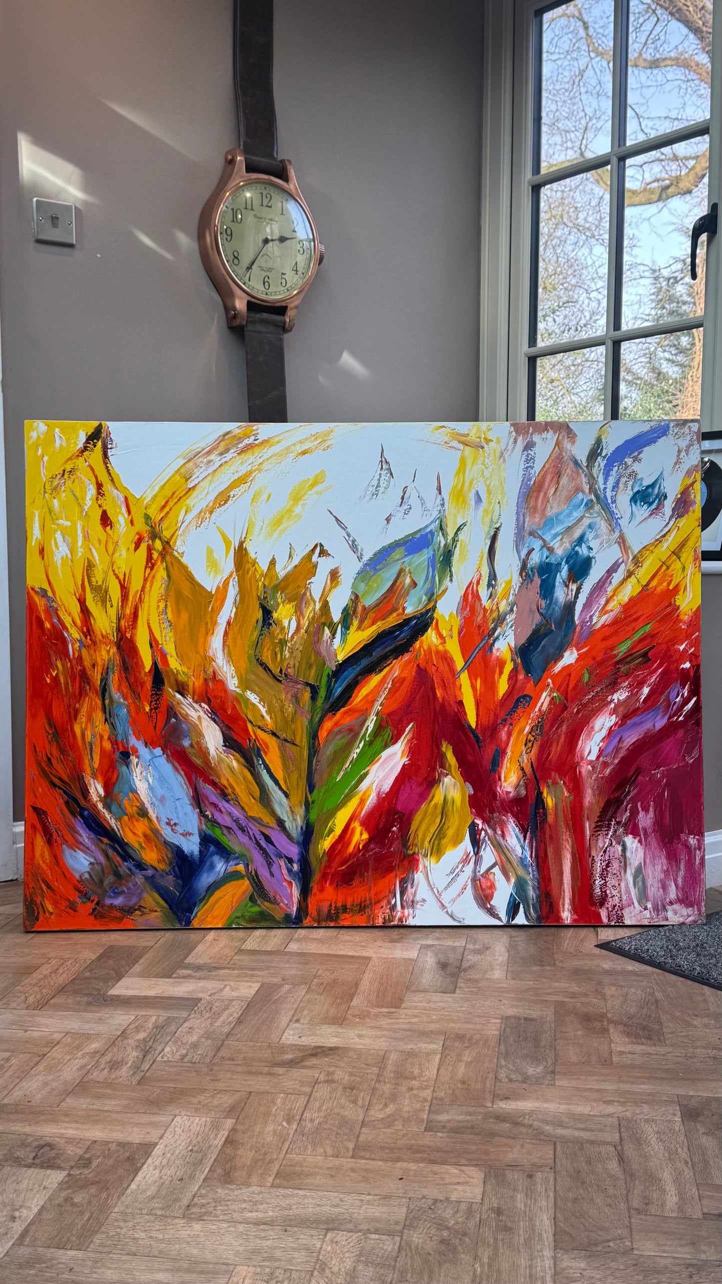 Large Abstract Original Oil Painting On 120x91cm canvas textured Flames of Nature