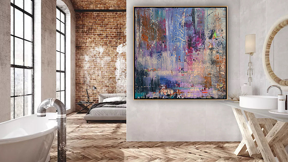 Contemporary Style Abstract Original Oil Painting on 90x90cm Canvas Palimpsest
