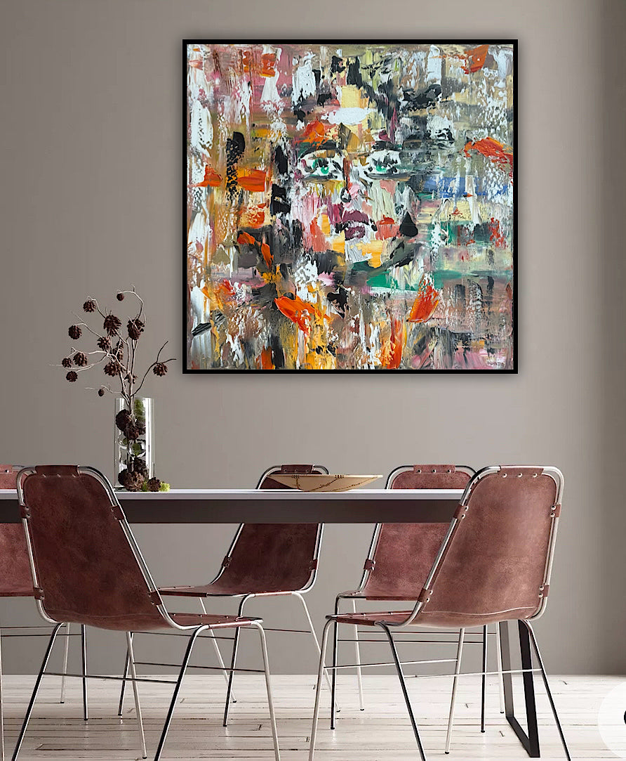 Oka Contemporary Abstract Original Oil Painting On Canvas 80x80cm Woman’s Dreams textured
