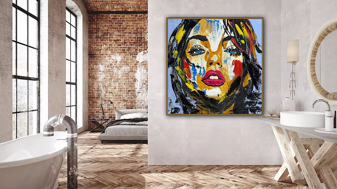 Richter Style Abstract Original Oil Painting On 60 x 60cm canvas Woman portrait Love