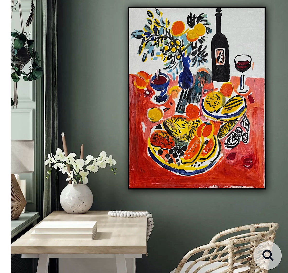 Renour Abstract Original Oil Painting On 80x60cm canvas Wine and Fruit
