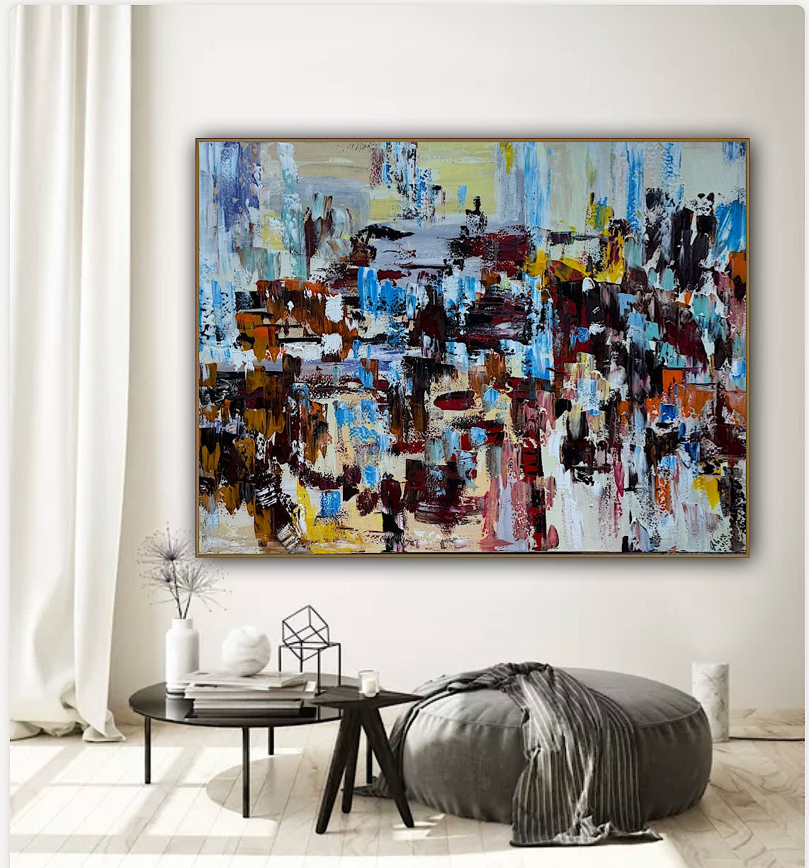 Framed Richter Original modern Abstract Oil Painting in 120x90cmCanvas Cityscape Love