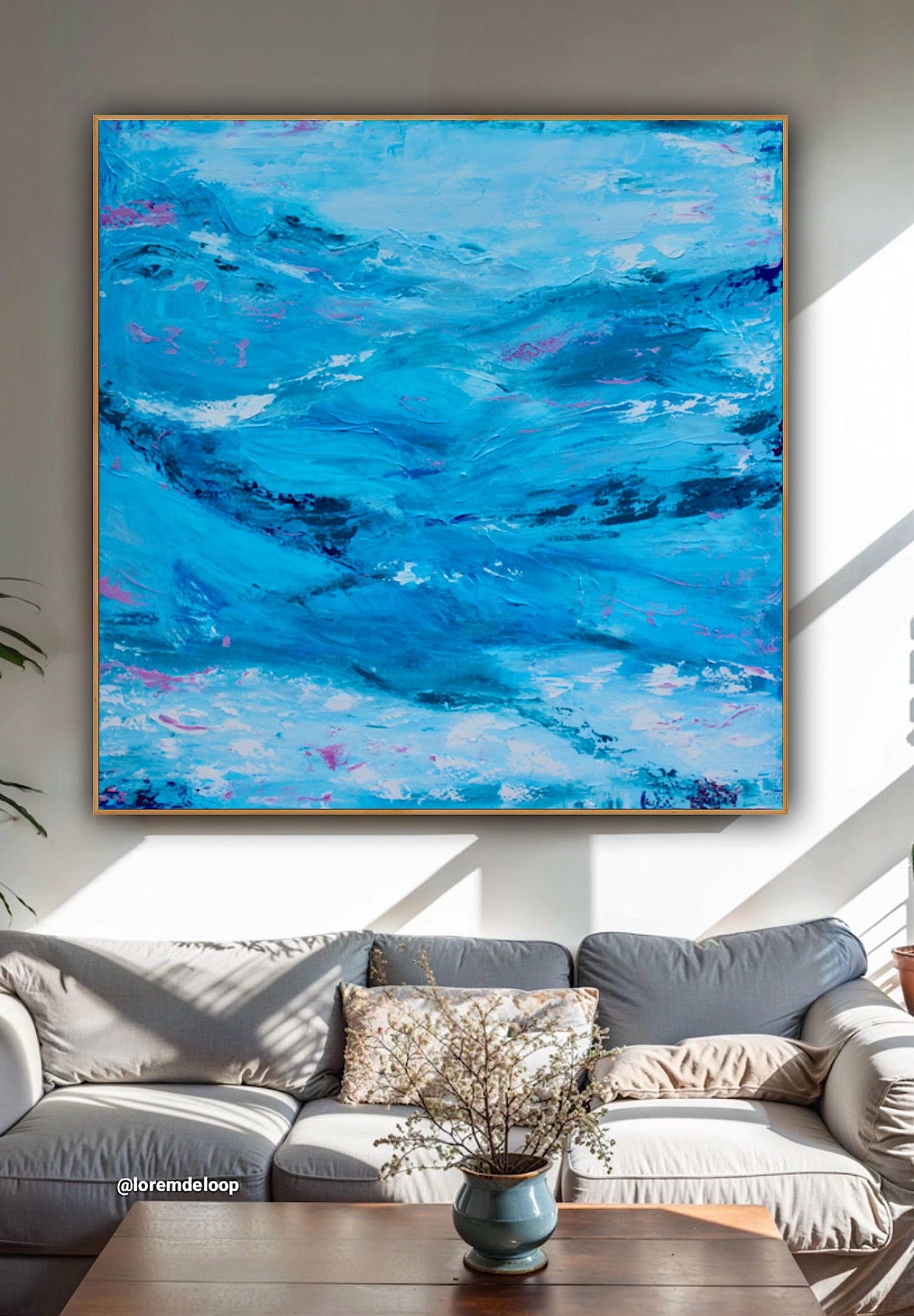 Richter StyLe Original abstract Large Oil Painting On Canvas 90x90cm Ocean time textured
