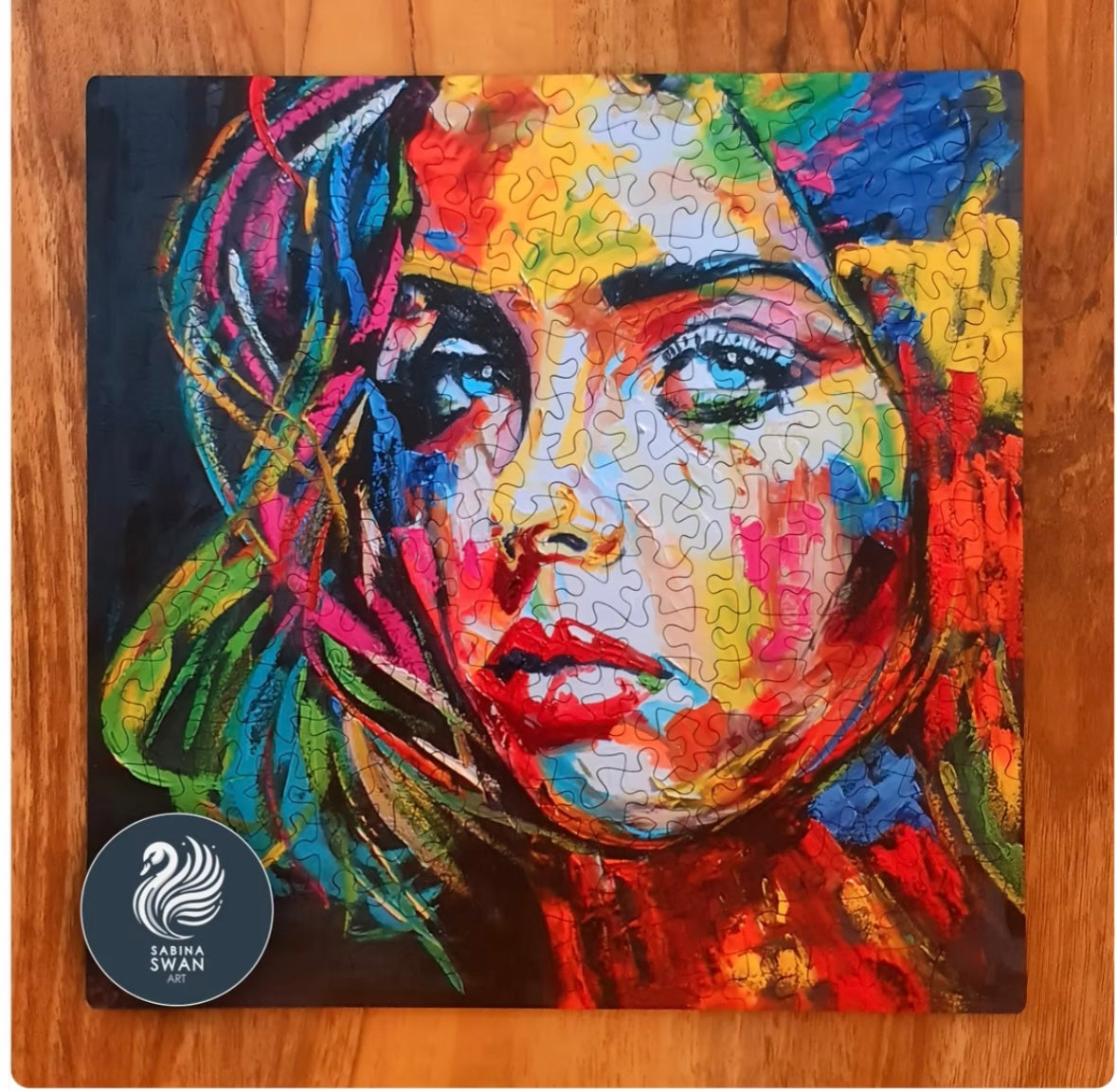 Art Wooden Puzzle for Adults Sabina Swan Art Original Jigsaw Pillow Eyes