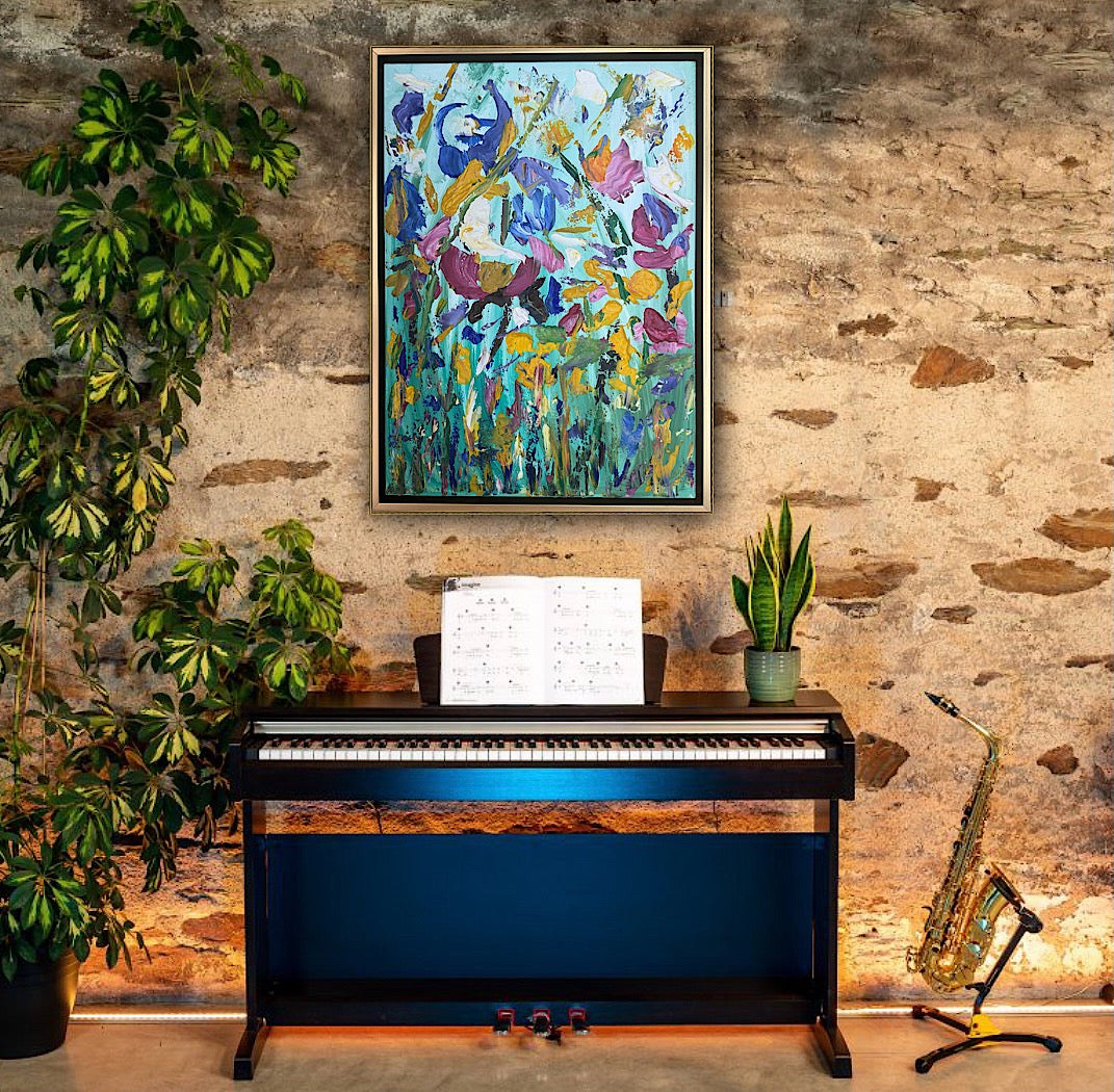 Framed in gold Textured Original Abstract Oil Painting On Canvas 50 x 40cm Eden Gardens