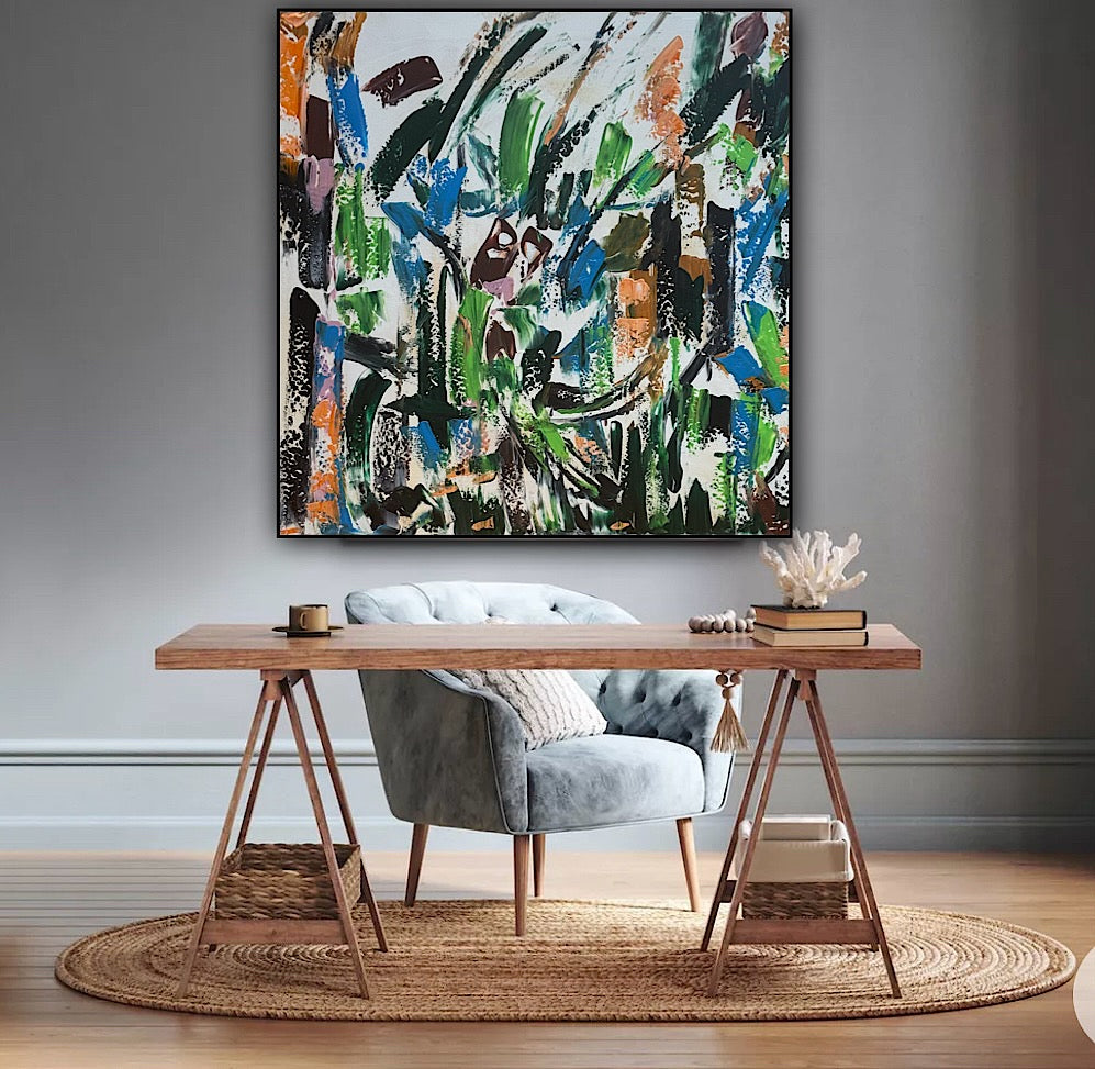 Oka Contemporary Abstract Original Oil Painting 80x80cm Whispers Of The Wind floral