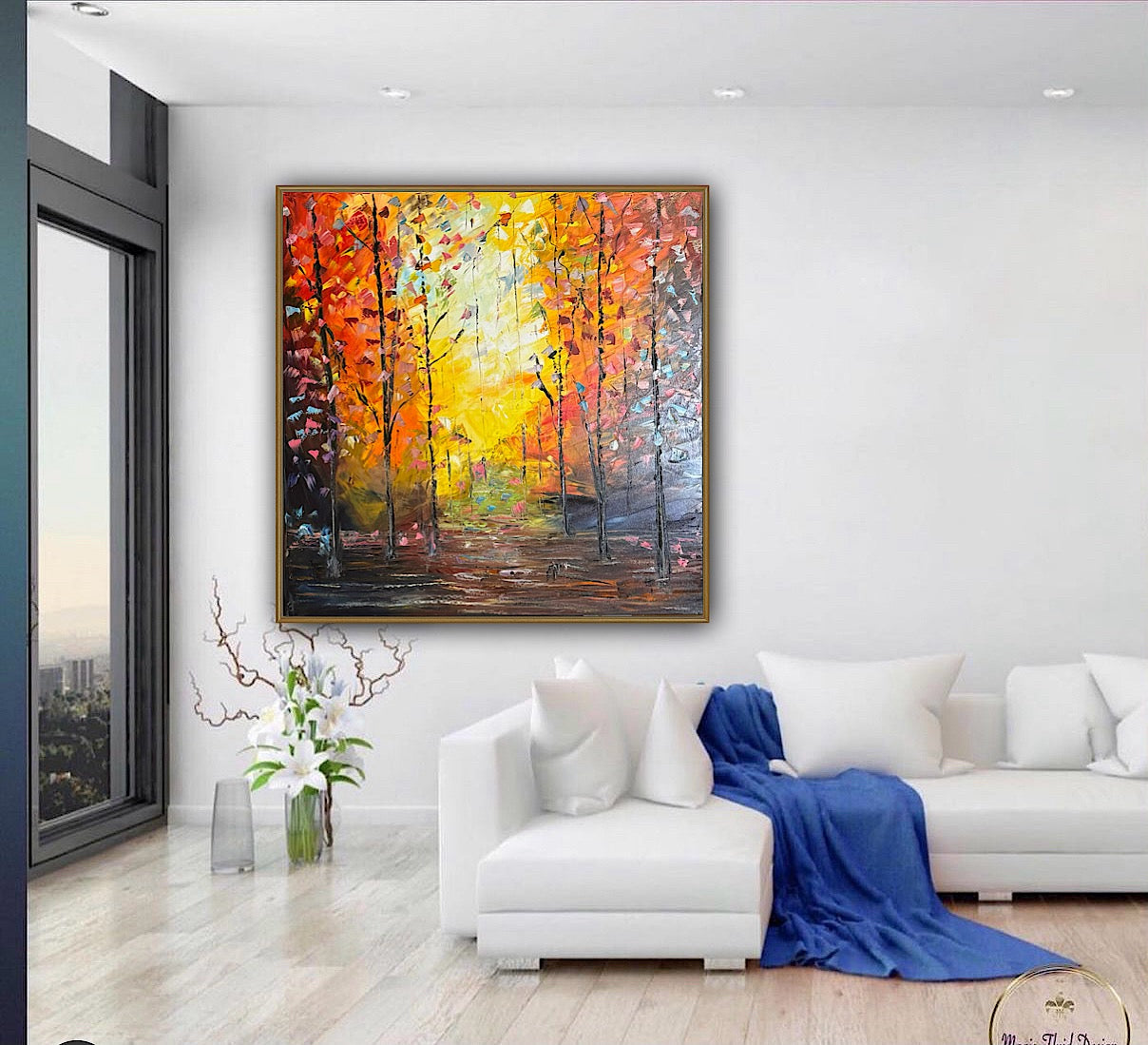 Oka Contemporary Abstract Original Oil Painting 100 x100cm Autumn Forest floral
