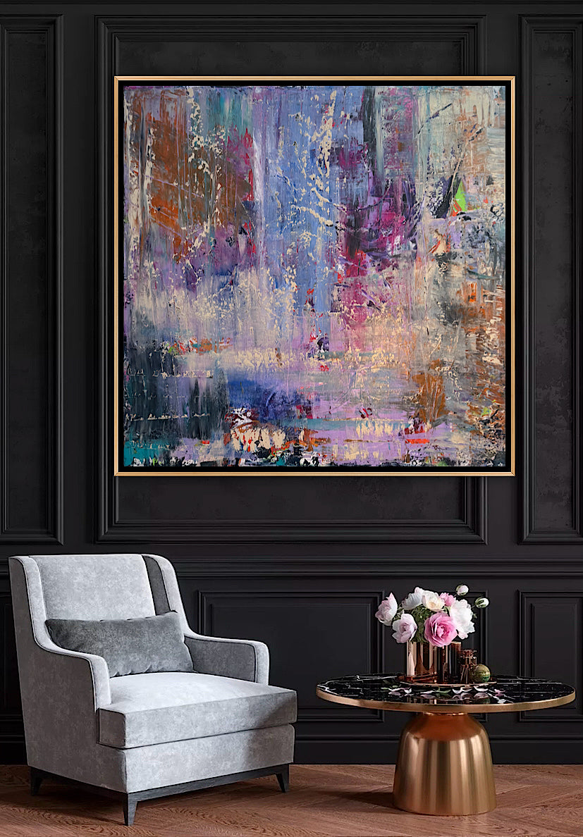 Contemporary Style Abstract Original Oil Painting on 90x90cm Canvas Palimpsest