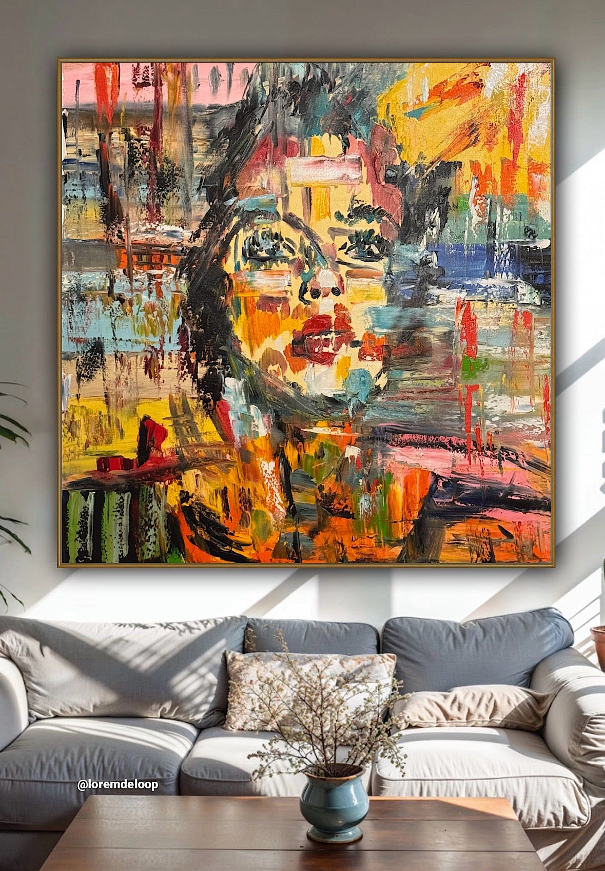 Contemporary Abstract Original Oil Painting On Canvas 80x80cm Graffiti Art Woman’s portrait