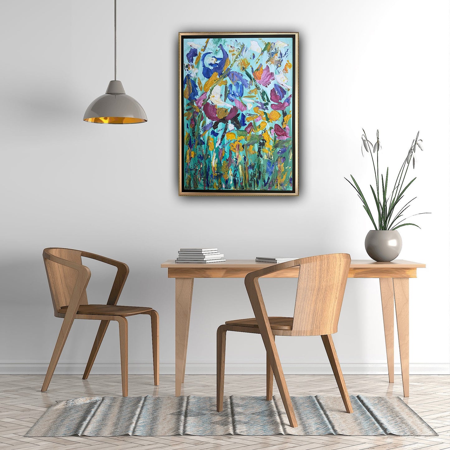 Framed in gold Textured Original Abstract Oil Painting On Canvas 50 x 40cm Eden Gardens