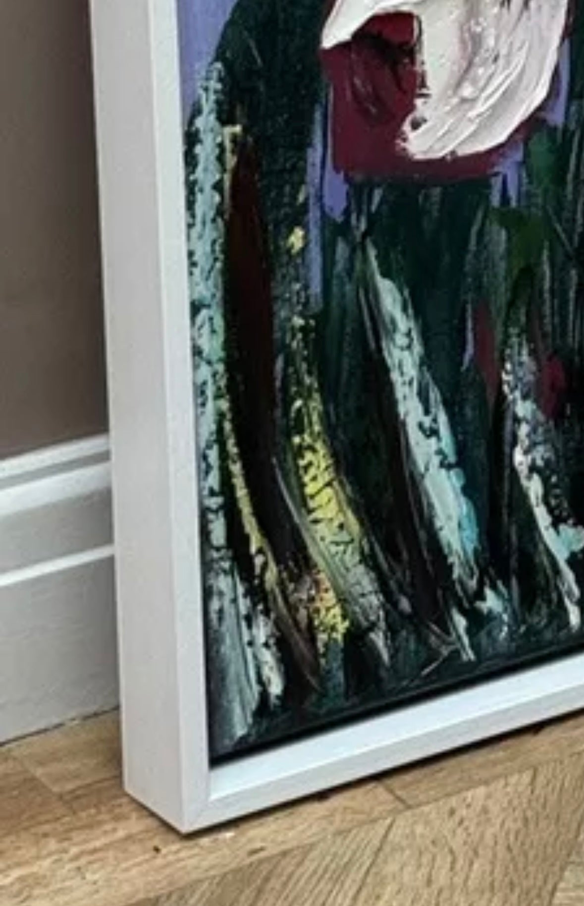 Framed Monet Style Original Abstract Oil Painting On Canvas 100x100cm Emerald Bloom Oka floral