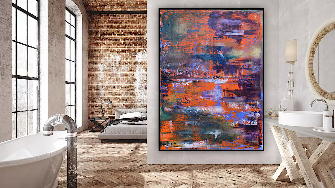 Large Abstract Original Oil Painting On 100x80cm canvas Oka Reflections