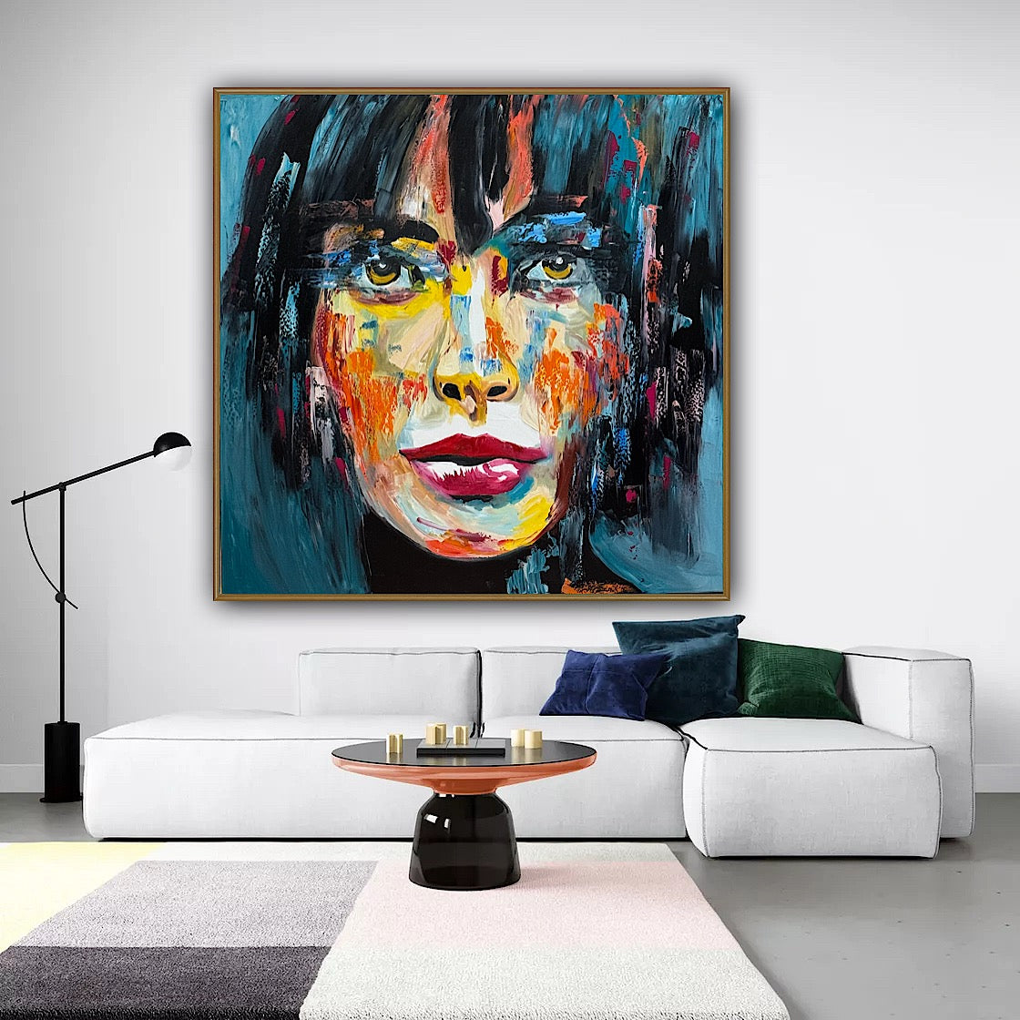 Richter Style Abstract Original Oil Painting On 100 x 100cm canvas Beauty Shades of Tranquility portrait