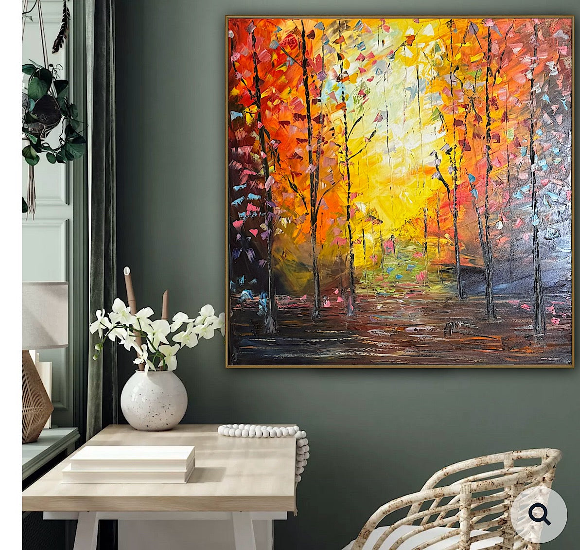 Oka Contemporary Abstract Original Oil Painting 100 x100cm Autumn Forest floral