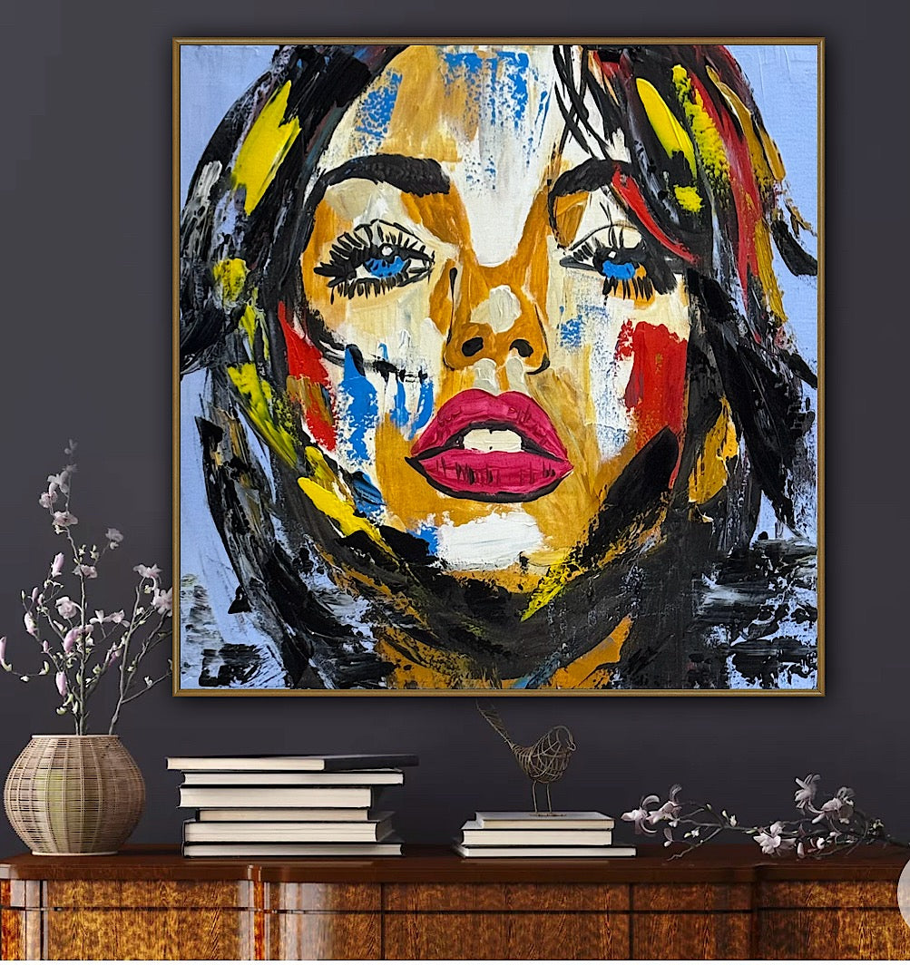 Richter Style Abstract Original Oil Painting On 60 x 60cm canvas Woman portrait Love