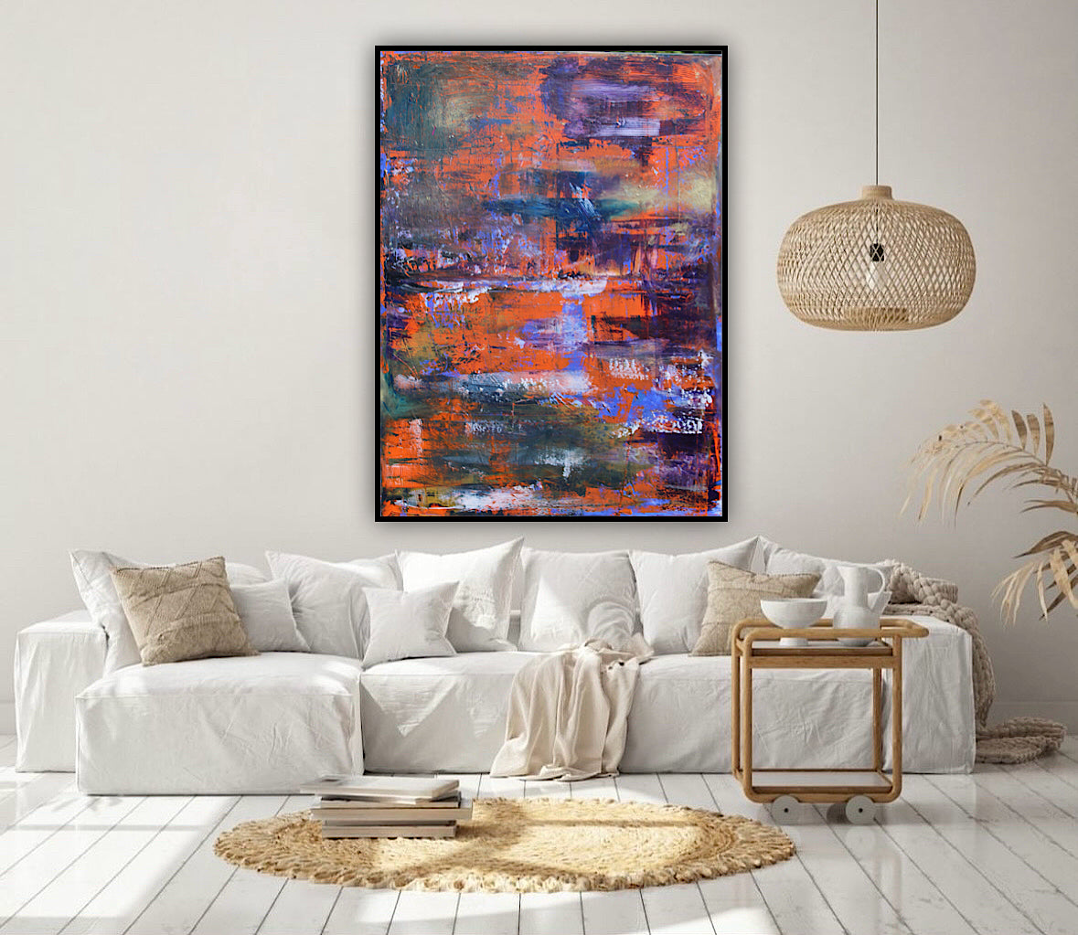 Large Abstract Original Oil Painting On 100x80cm canvas Oka Reflections
