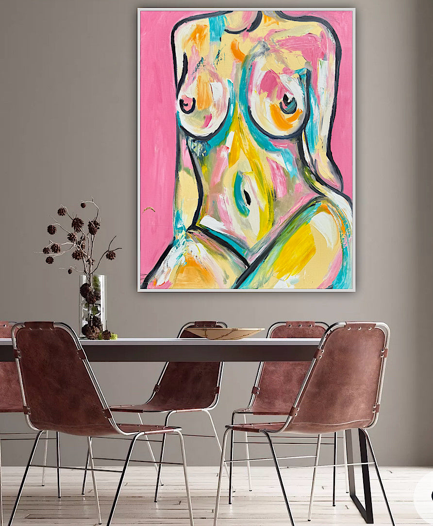 Large Abstract Original Oil Painting On 100x80cm canvas Colourful Nude