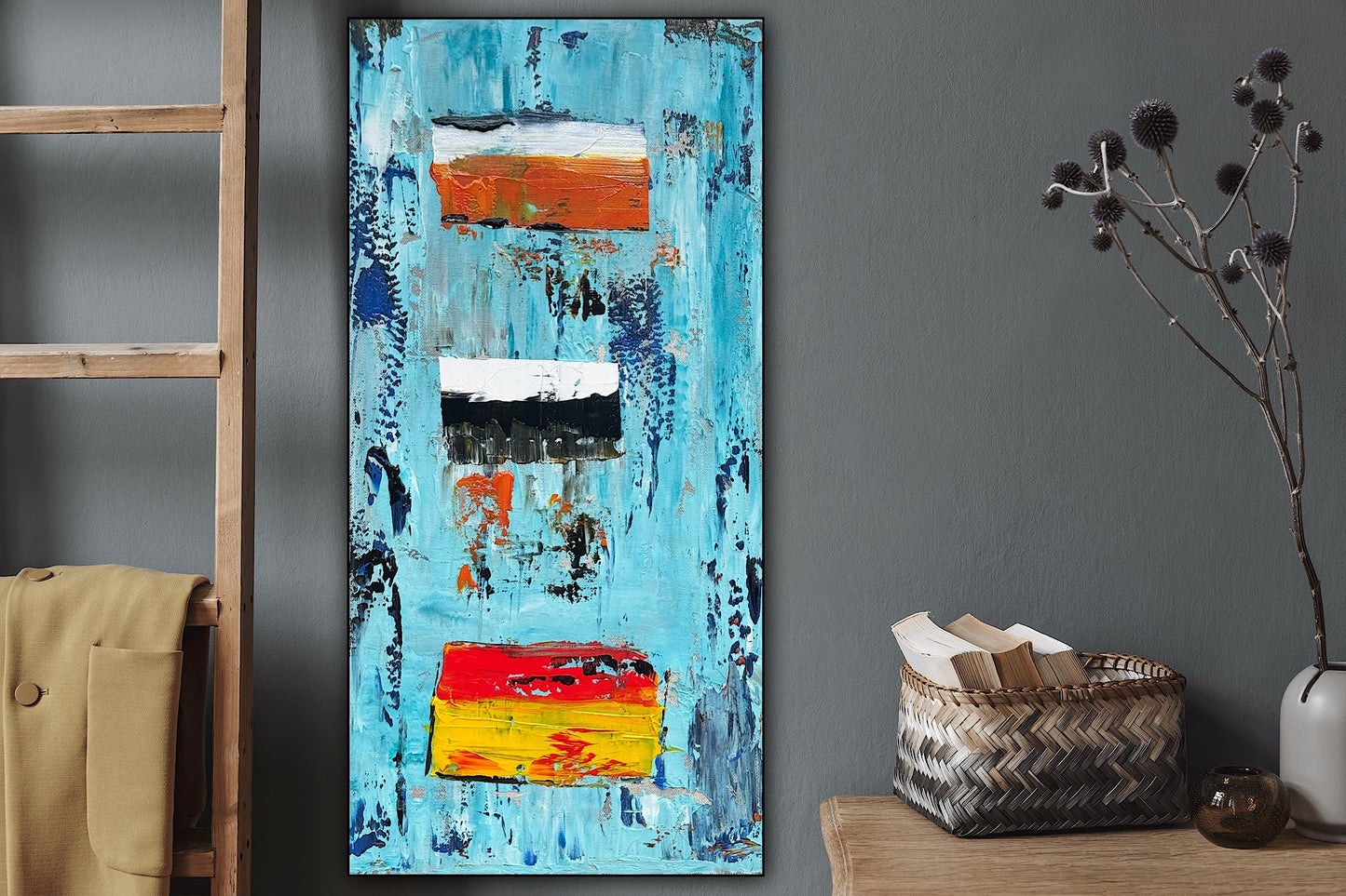 Oka Contemporary Abstract Original Oil Painting 30cm x 60cm textured Essenes of Strength