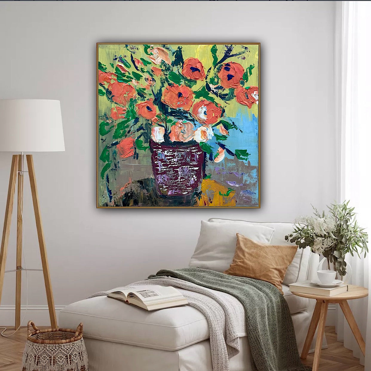 Oka Contemporary Abstract Original Oil Painting 60 x 60cm textured Whispers of Flowers