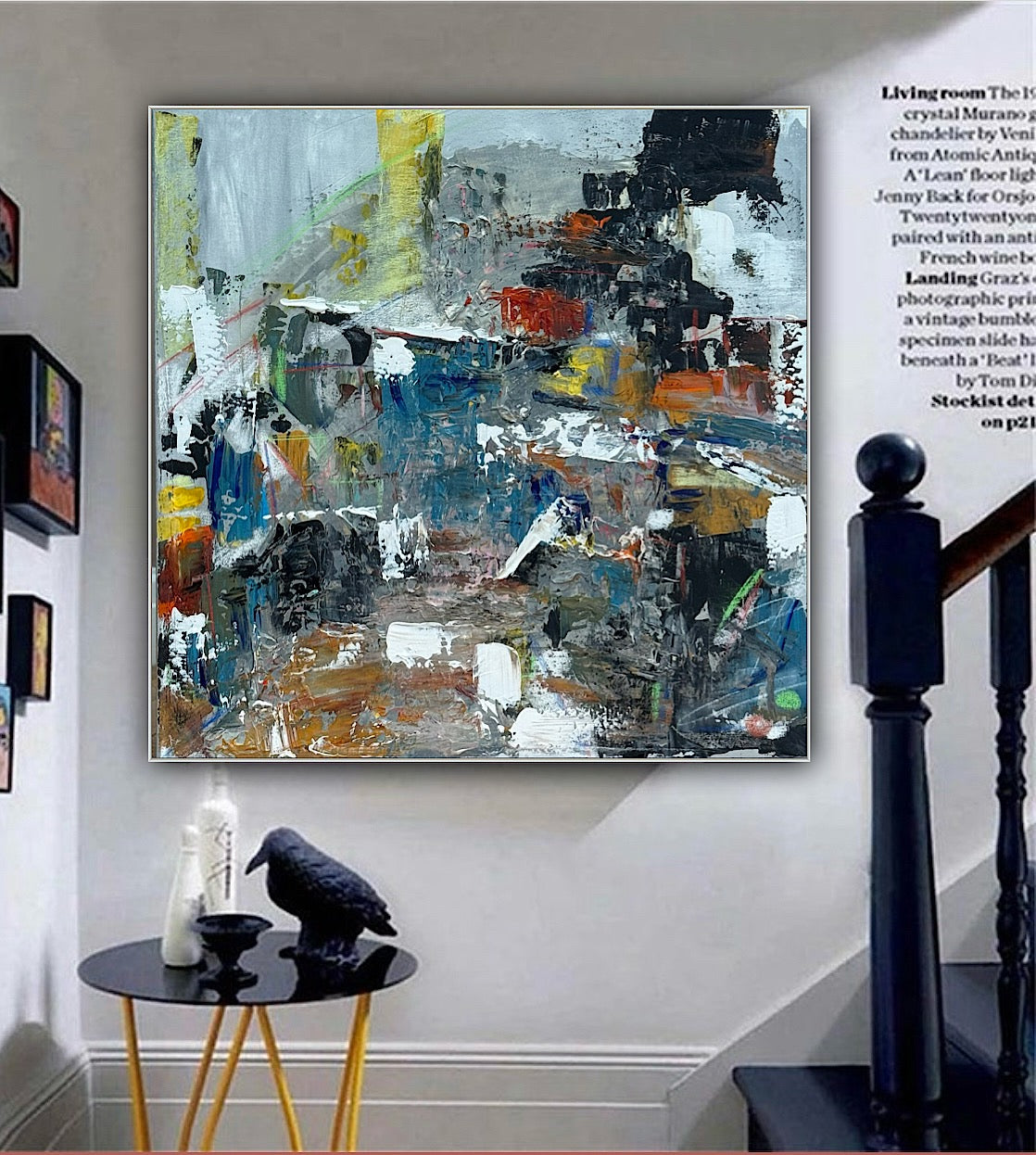 Contemporary Style Abstract Original Oil Painting on 60x60cm Canvas House on the Hill