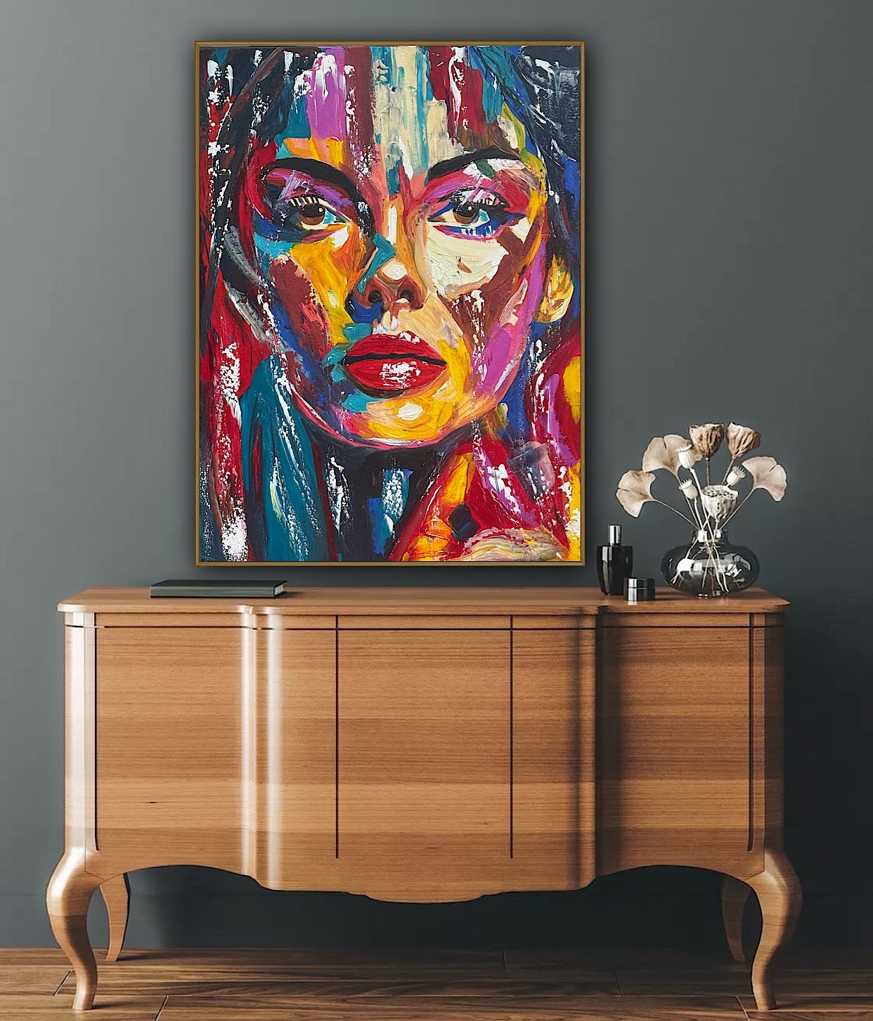 Contemporary Abstract Original Oil Painting On Canvas 80x60cm Poser Within Woman’s portrait