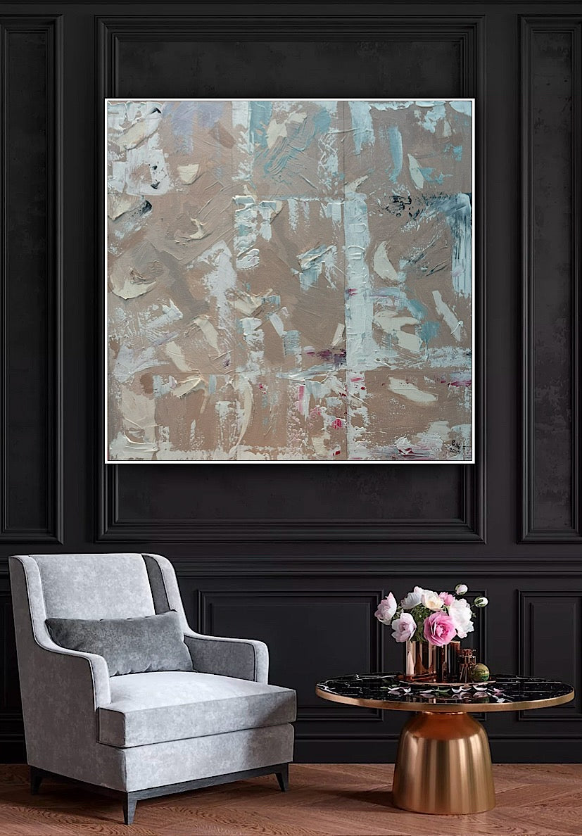 Oka Contemporary Abstract Original Oil Painting 80 x 80cm textured Mountains