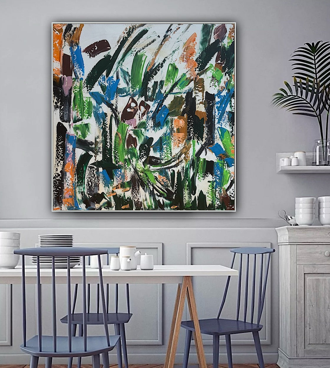 Oka Contemporary Abstract Original Oil Painting 80x80cm Whispers Of The Wind floral