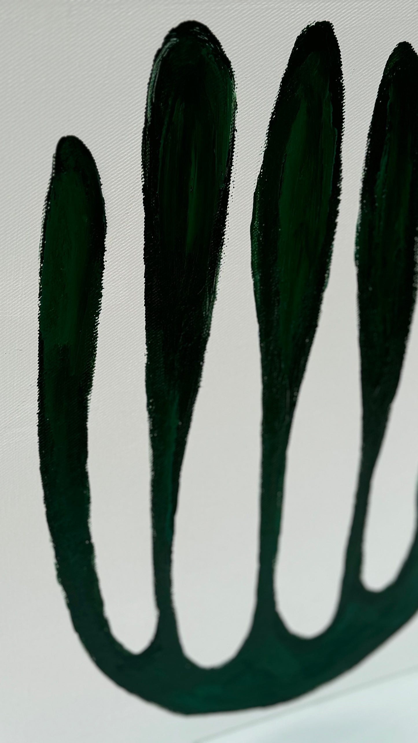 Eferi Plant Green & White Modern Abstract oil Painting On Canvas 40x40cm In Oka floral