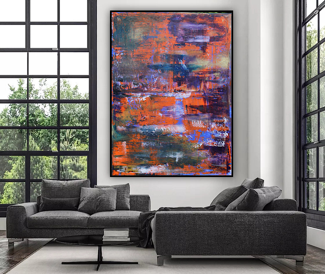 Large Abstract Original Oil Painting On 100x80cm canvas Oka Reflections