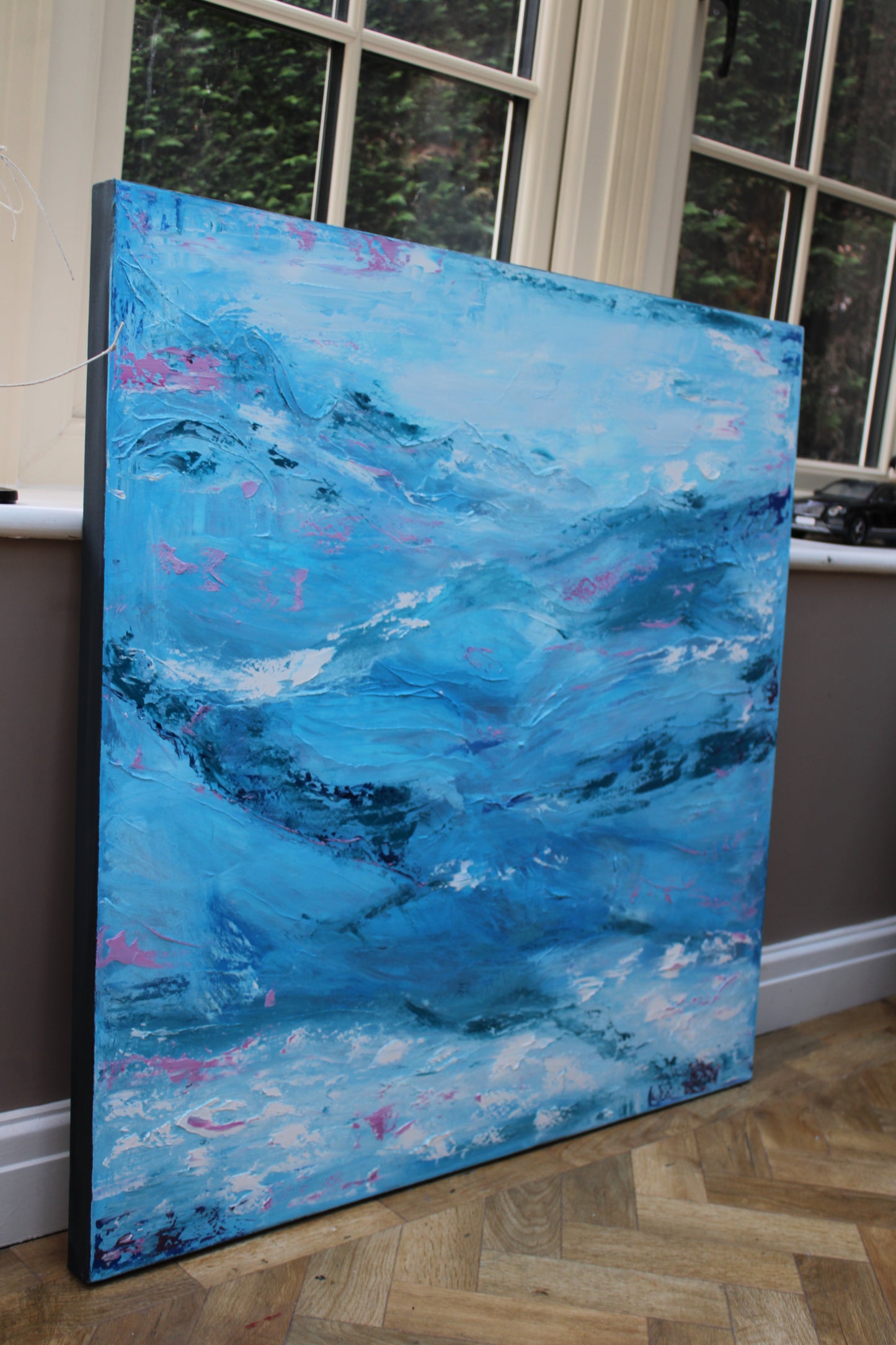 Richter StyLe Original abstract Large Oil Painting On Canvas 90x90cm Ocean time textured