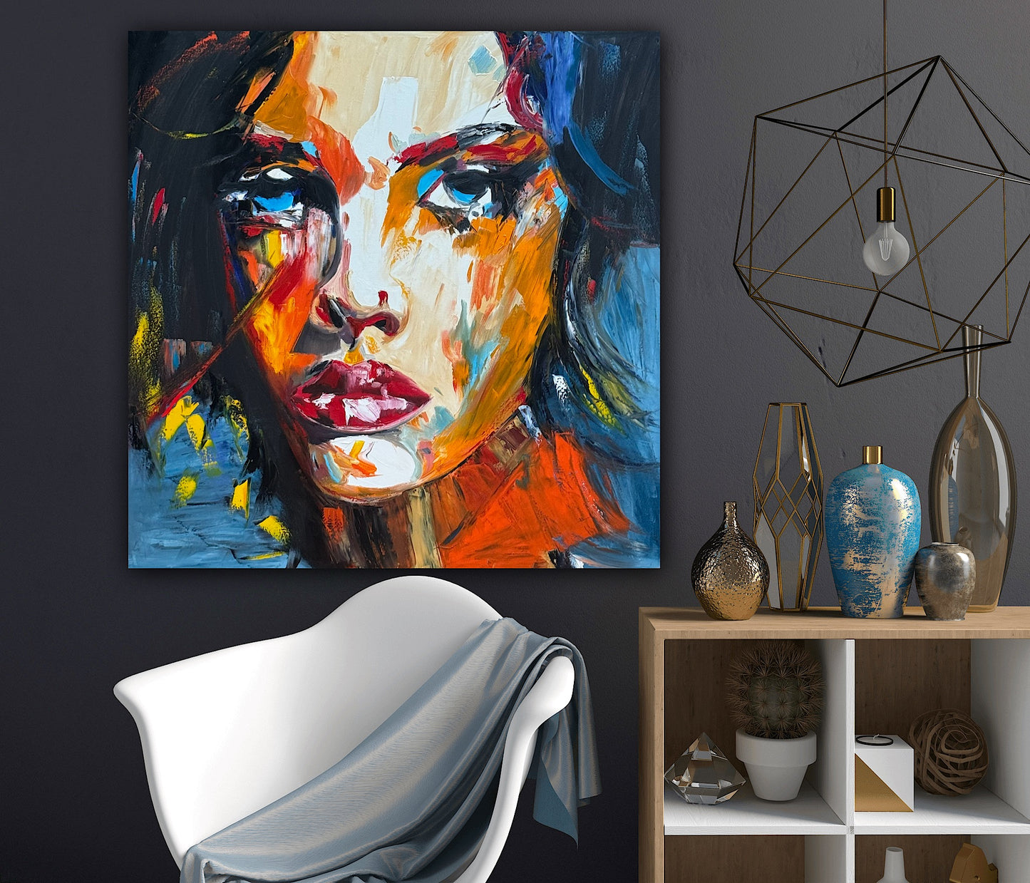 Richter Style Abstract Original Oil Painting On 100 x 100cm canvas Serenity in her eyes portrait