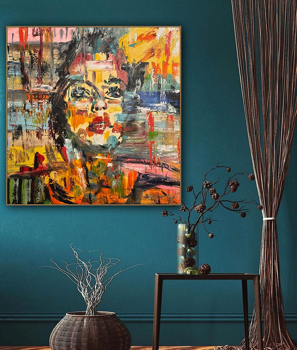 Contemporary Abstract Original Oil Painting On Canvas 80x80cm Graffiti Art Woman’s portrait