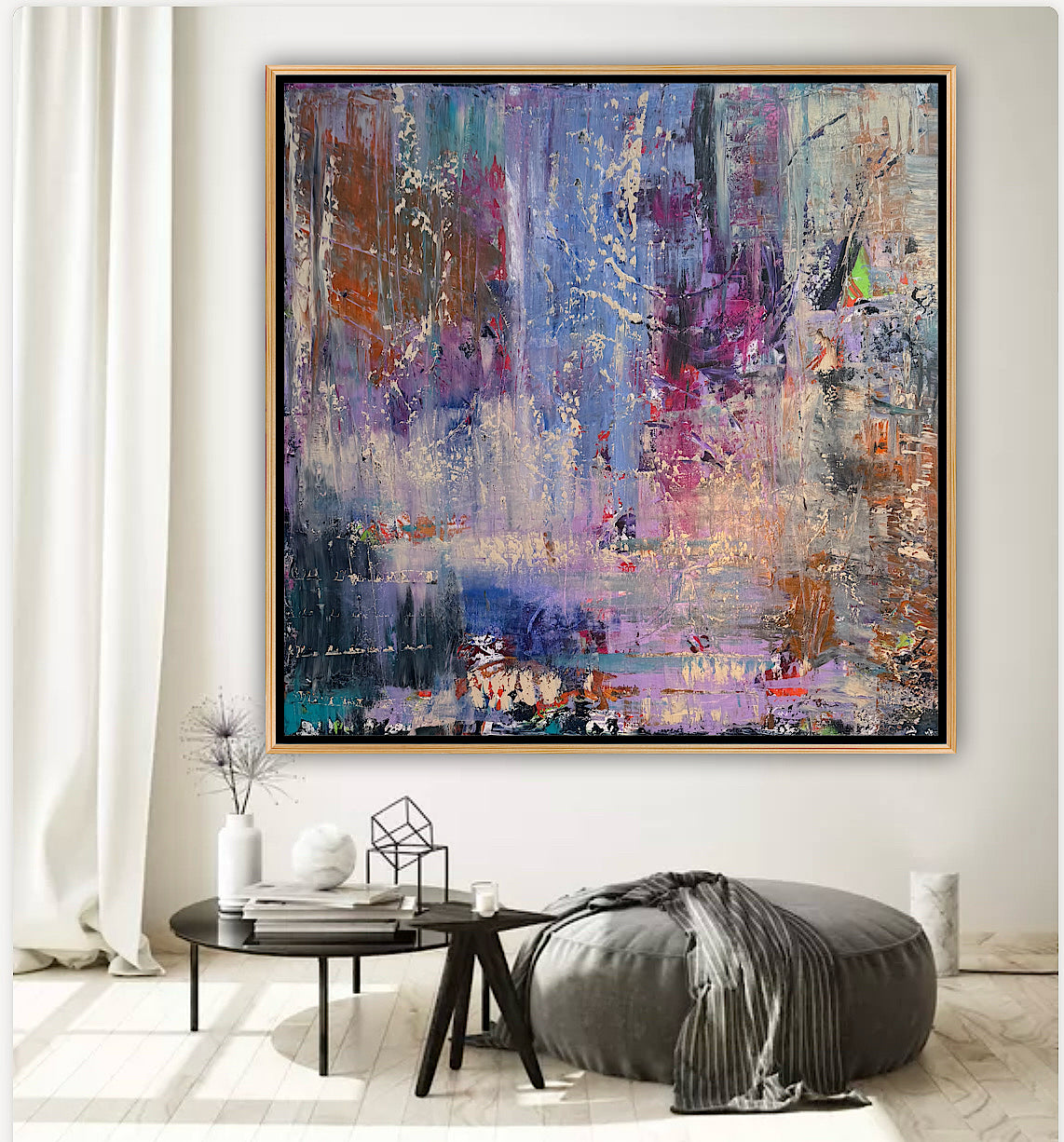 Contemporary Style Abstract Original Oil Painting on 90x90cm Canvas Palimpsest