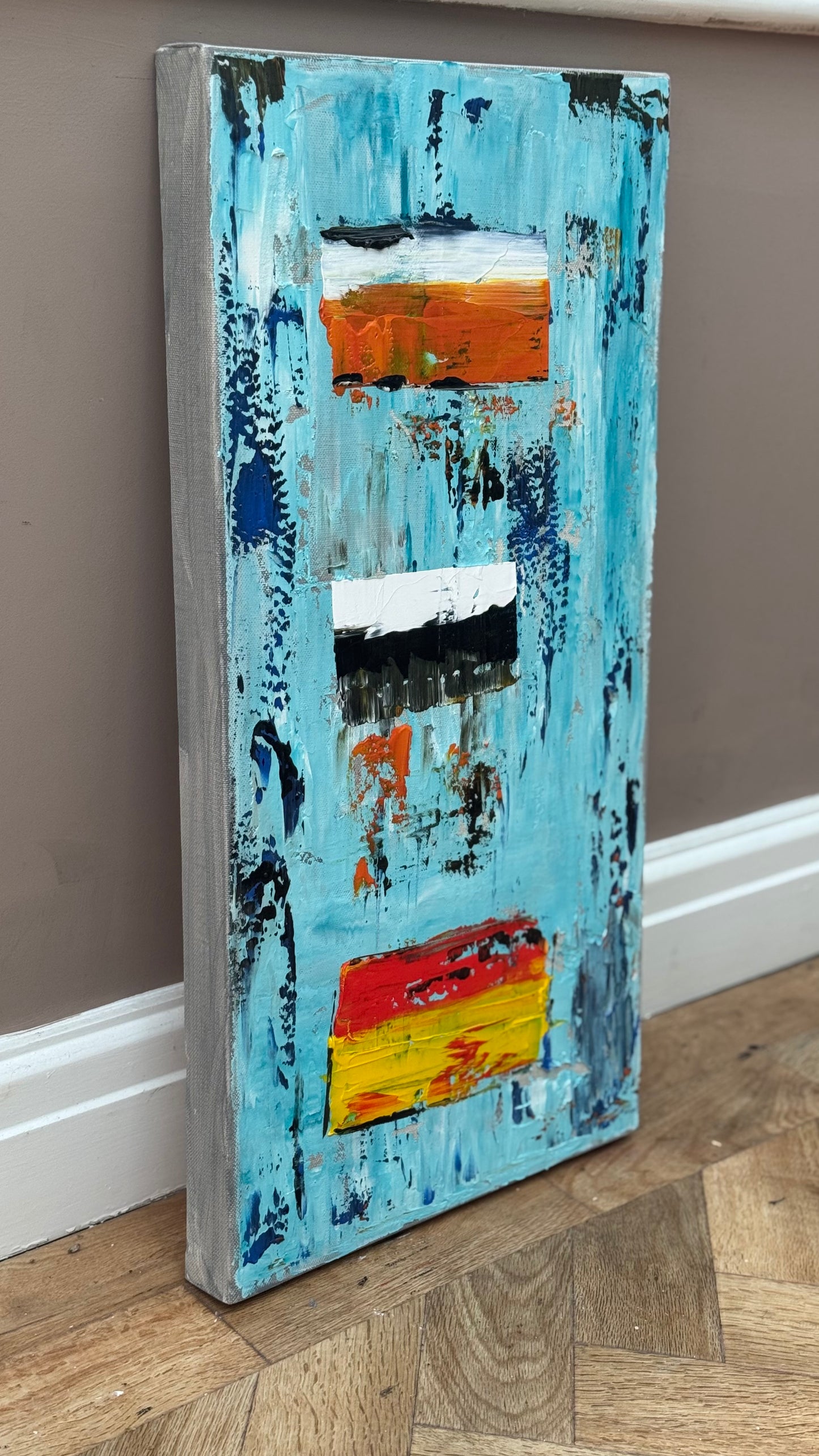 Oka Contemporary Abstract Original Oil Painting 30cm x 60cm textured Essenes of Strength