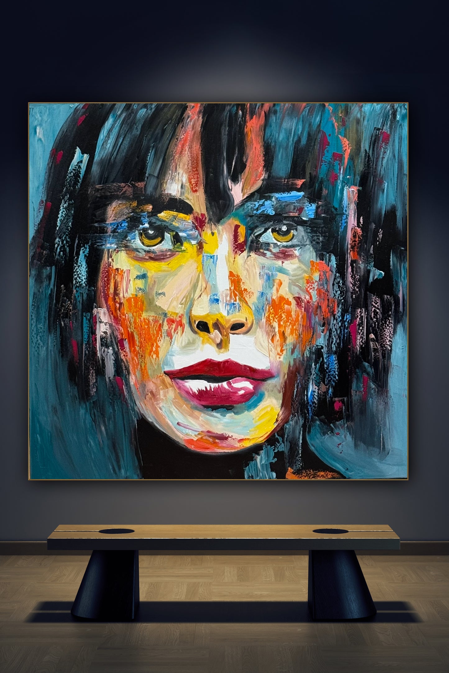 Richter Style Abstract Original Oil Painting On 100 x 100cm canvas Beauty Shades of Tranquility portrait