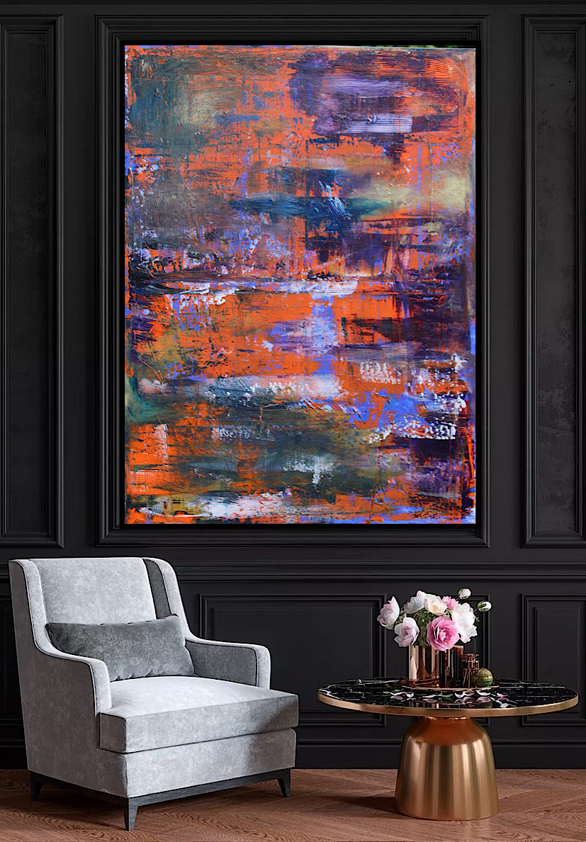 Large Abstract Original Oil Painting On 100x80cm canvas Oka Reflections