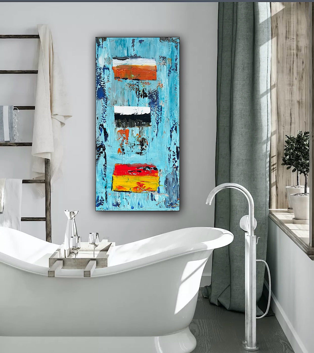 Oka Contemporary Abstract Original Oil Painting 30cm x 60cm textured Essenes of Strength