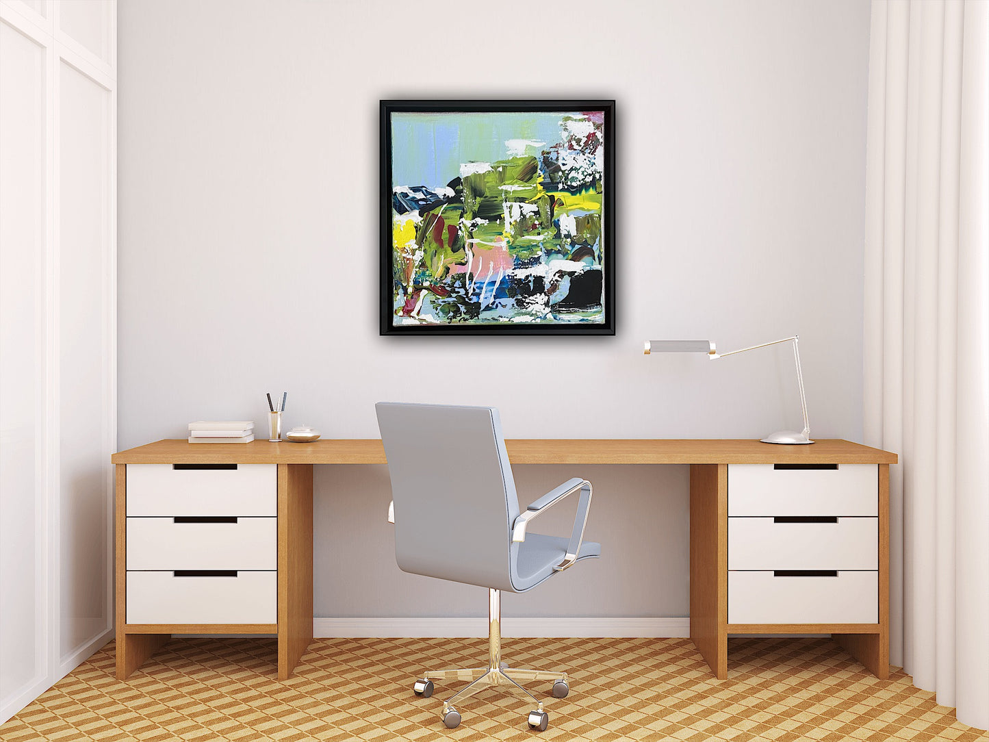 Framed Original Contemporary Abstract Oil Painting On Canvas 24 x 24cm ‘Rome’