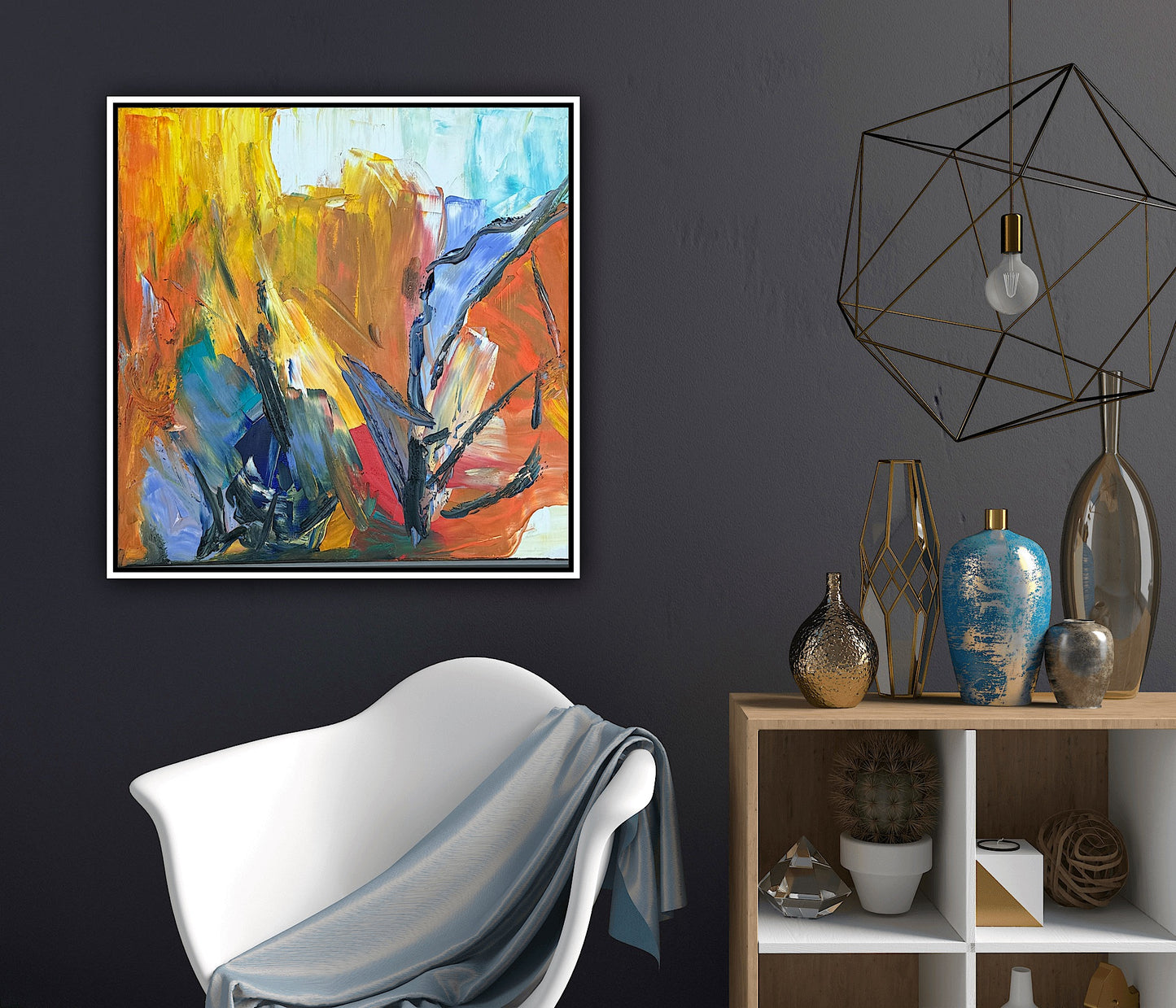 Framed Oka Contemporary Abstract Original Oil Painting serenade of seasons II floral
