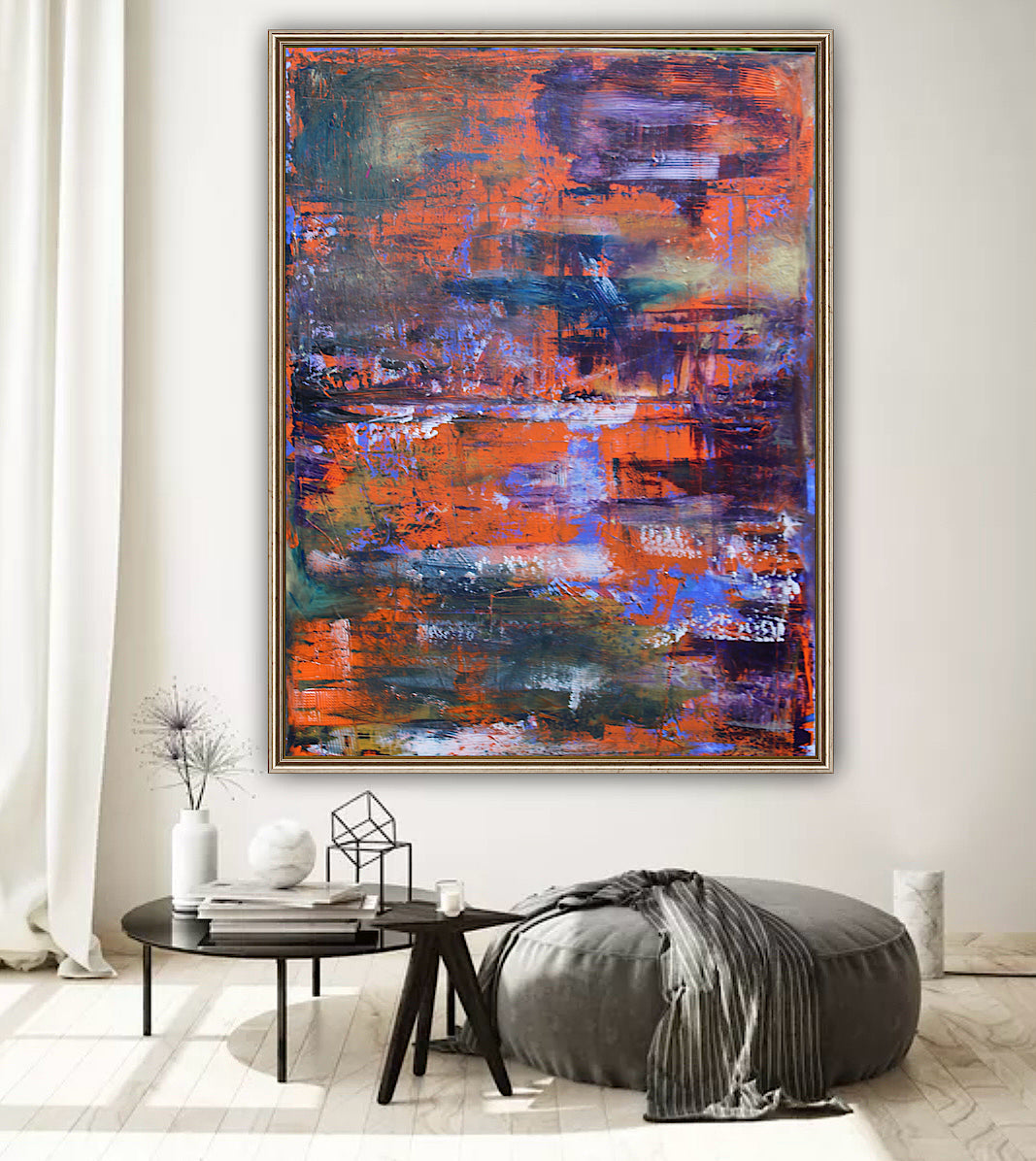 Large Abstract Original Oil Painting On 100x80cm canvas Oka Reflections
