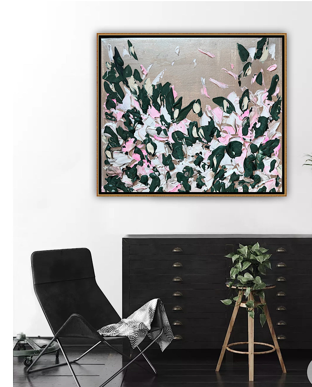 Framed Original Abstract contemporary Oil Painting On Canvas 45x40cm Eden Gardens II Oka