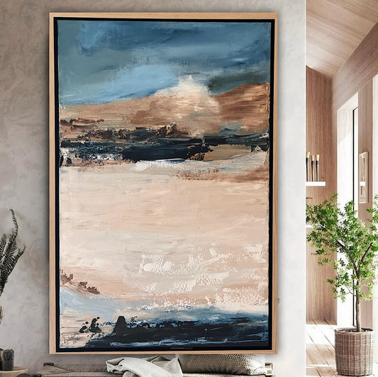 Framed Original Abstract contemporary Oil Painting On Canvas 83x56cm Amalfi Coast Oka