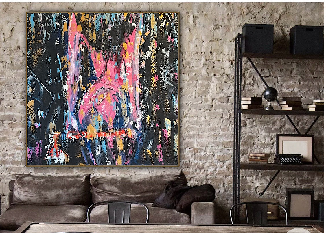 Richter StyLe Abstract Original Oil Painting On Canvas 100x100cm Nude Dancer
