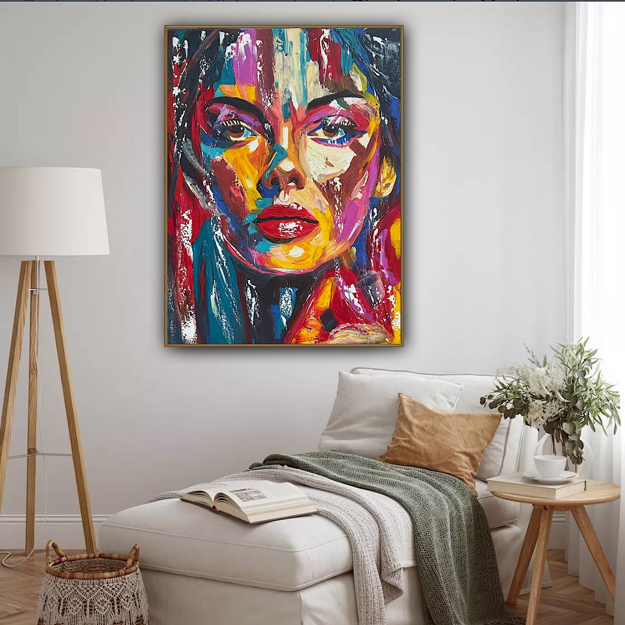 Contemporary Abstract Original Oil Painting On Canvas 80x60cm Poser Within Woman’s portrait