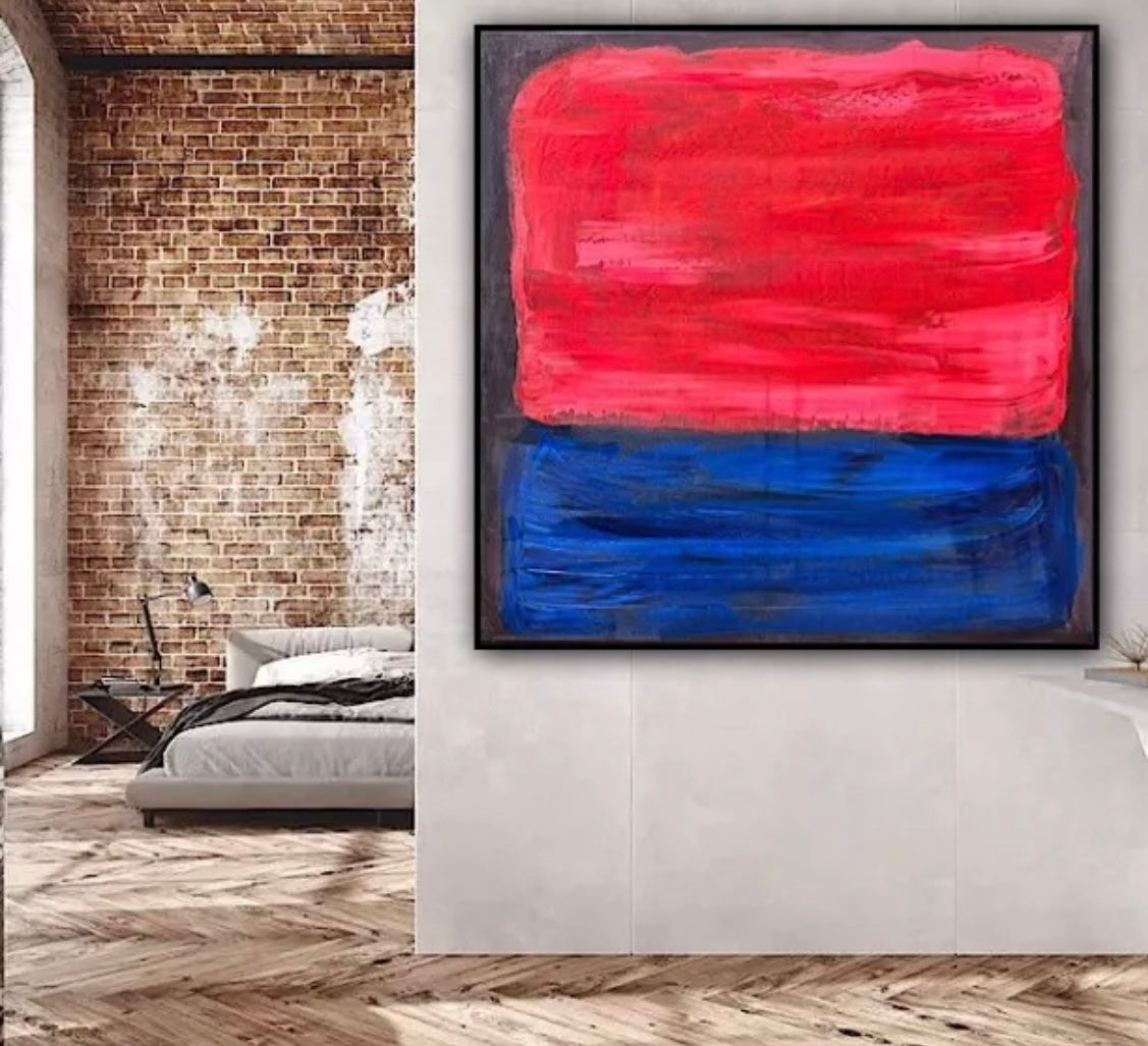 Oka Rothko Design Contemporary Abstract Original Oil Painting On 80x80cm Canvas Indigo