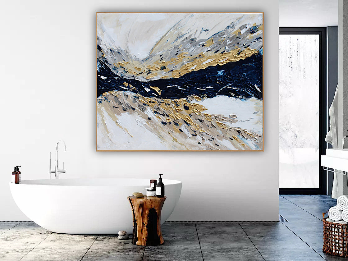 Oka Original Abstract Oil Painting On Canvas 120x100x4cm ‘Horizon ‘Seascape