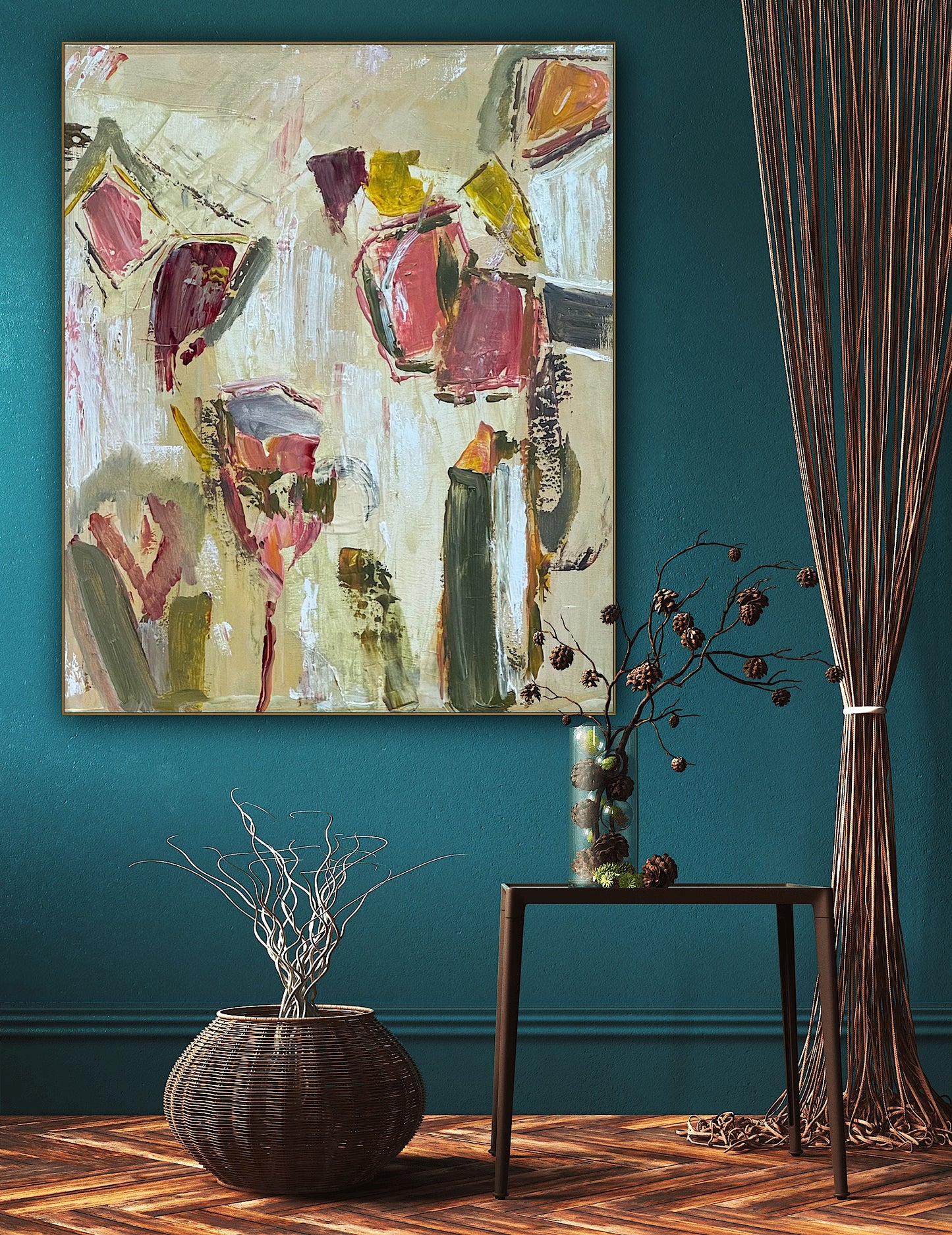 Oka Style Abstract contemporary Oil Painting On Canvas 50 x 60cm Orcia flower
